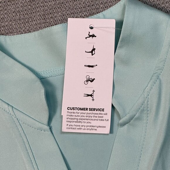 Tanmolo V-Neck Activewear Top Womens Sz S Mint Green Perforated Cap Sleeves NWT - Picture 14 of 16